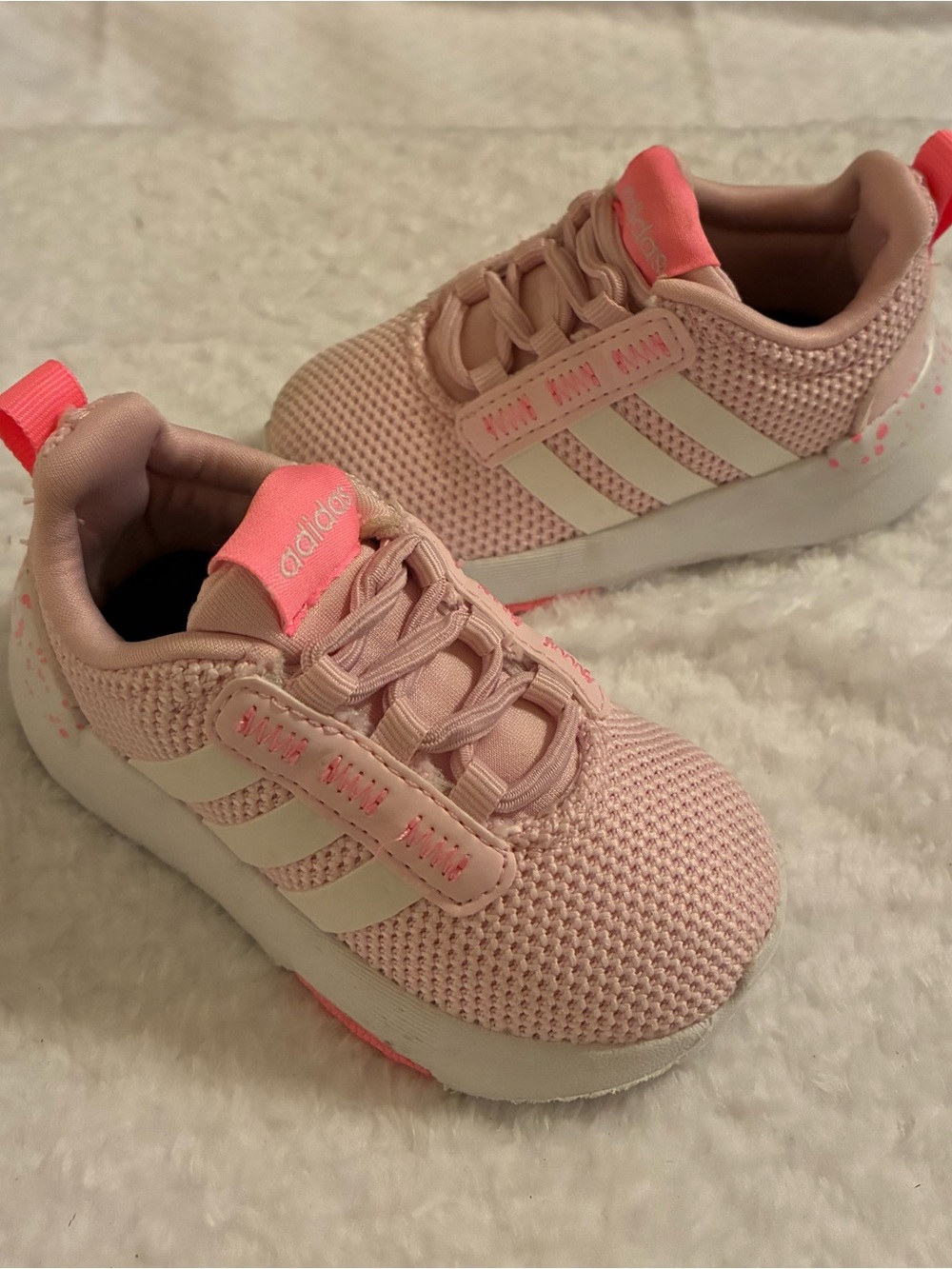 adidas Racer TR21 Toddler Baby Size 4 Pink White Slip-on Sneakers Walkers Sporty